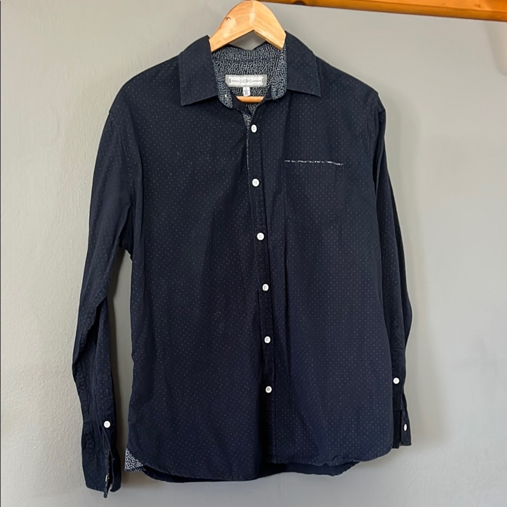 PD&C Blue Casual Button Down Shirt with Classic Collar